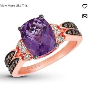Le Vian Amethyst Ring 3/8 ct tw Diamonds 14K Strawberry Gold Size 7